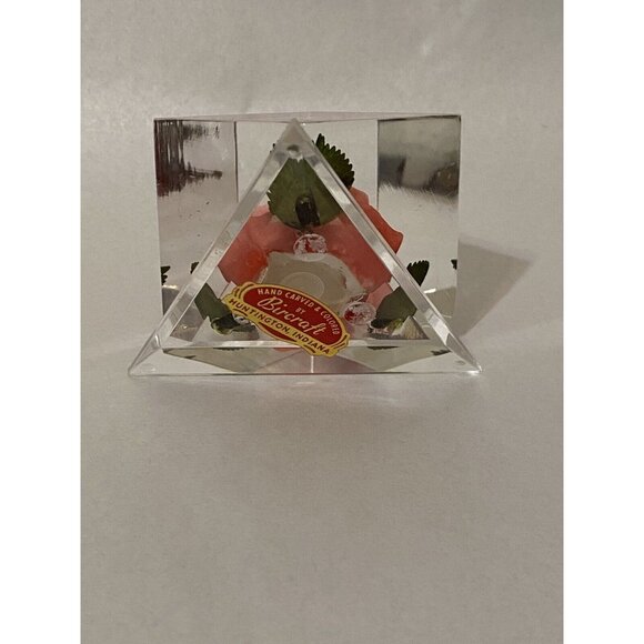Bircraft Vintage Rose Paperweight In Lucite, Hand Carved Made  In Indiana. - Picture 7 of 10